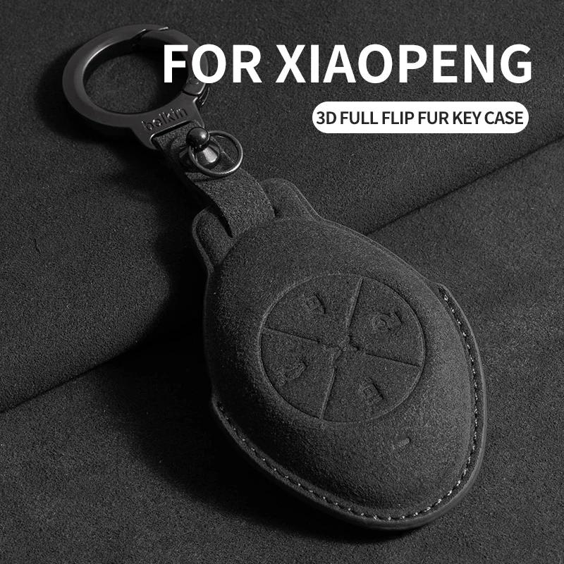 Suede Leather Car Key Case for Xiangpeng Xpeng P5 P7 G3 G6 G9 X2 N5 F30 H93 X9 2019 2020 2021 2022 2023 Remote Fob Shell Case
