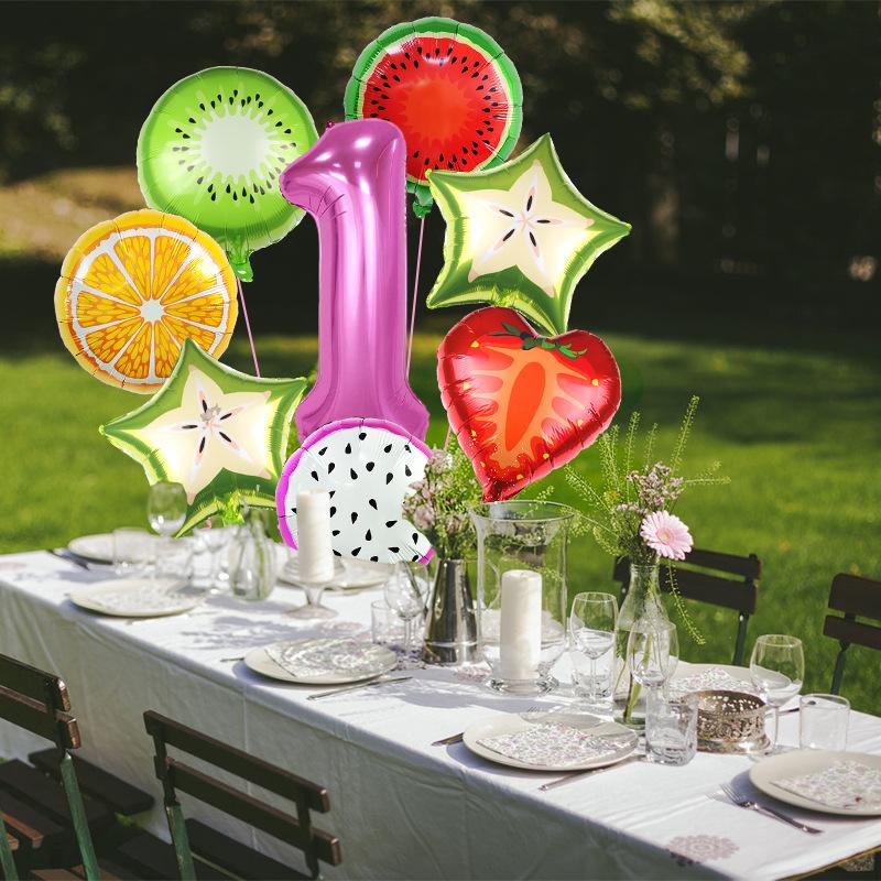 Fruit Aluminum Film Balloon Set Summer Cool Pool Party Decoration Children'S First Year Scene Arrangement Photo
