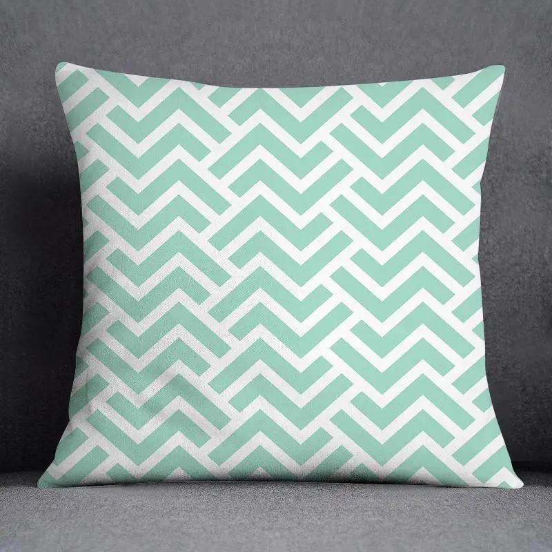 Fresh Green Simple Geometric Pillow Cover Living Room Sofa Office Seat Car Waist Cushion Cushion Cover Home Decoration
