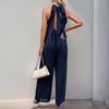 YYFS Women's Fashion Casual Summer Spring Solid Color Print Sleeveless Half Turtleneck Loose Waistline Trousers Jumpsuits & Rompers