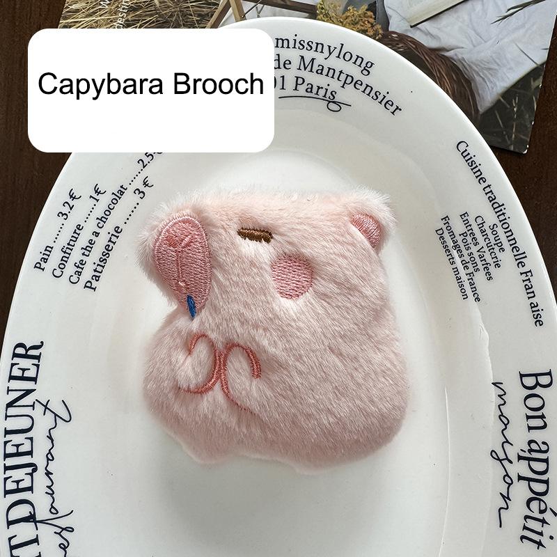 Kawaii Cartoon Capybara Plüsch-Schlüsselanhänger Anhänger Weiche Capybara Brosche Niedliche Neuheit Rucksack Dekoration Zubehör Geschenke