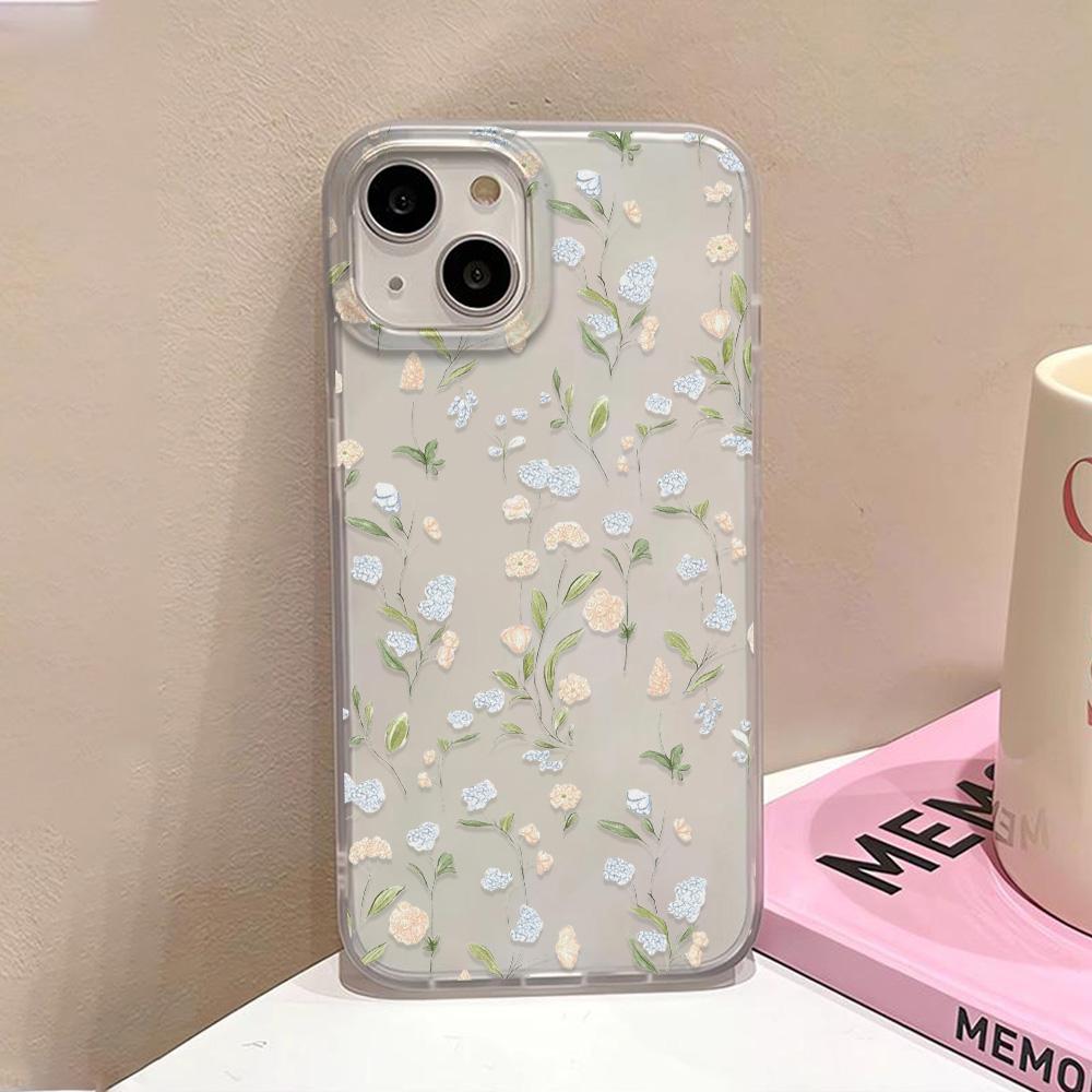 Mobile Phone Cases for iPhone 11 13 15 Pro Max 12 14 Pro Max Case iPhone 16 15 Plus 13 Pro 12 Frosted Texture Painted Cartoon Flowers