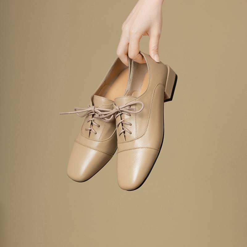 Krazing Pot Cow Skin Square Toe Size 43 Thick Low Heels Fashion Office Lady Deep Mouth Autumn Pumps