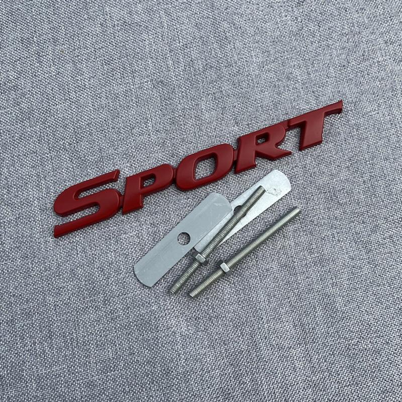 3D Metal Black Logo Sport Emblem Letters Sticker Car Front Grill Badge Trunk Decal For Sport Sticker Accessories