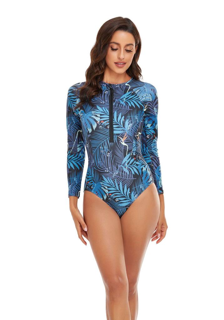 Women's Color Block One-Piece Swimsuit - Conservative Surfing and Sportswear