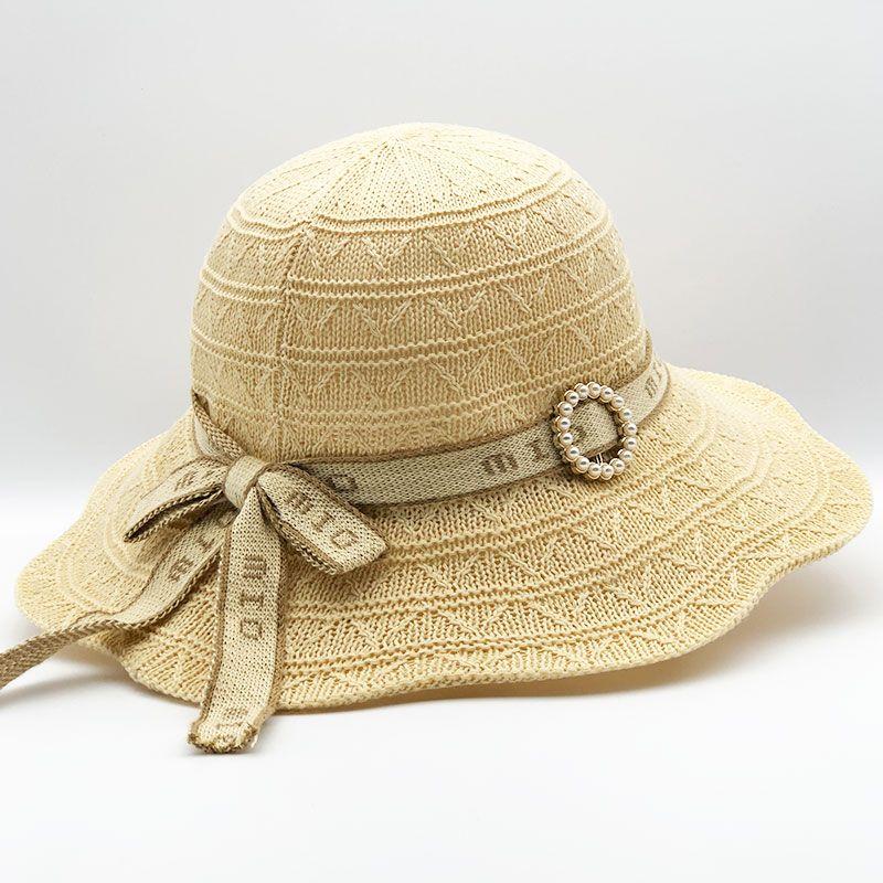 Sun Hat Women's Sun Protection Outdoor Cotton Jacquard Knitted Folding Sun Hat Summer