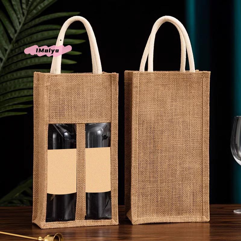 M-1Pc Red Wine Handbag Gift Box with Window And Handle Single Double Bottle Champagne Packaging Bag Wedding Favors for Guests
