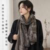 Customized model, new autumn and winter double-sided printed imitation cashmere scarf, warm retro style outer cape, large shawl.