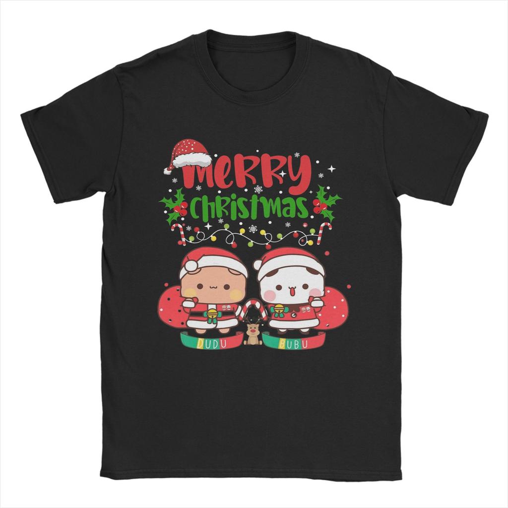 Bubu Dudu Santa Claus Merry Christmas Panda And Brownie Bear True Love Couple 2026 T Shirts Short-Sleeved Tshirt Summer Clothing
