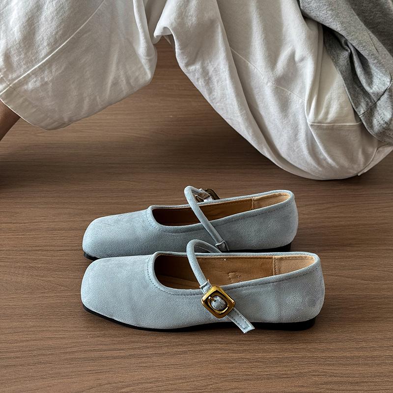 Square Toe Marie Janes Shoes Women Flat Sandals Casual Shoes Woman 2025 Trend Dress Summer Loafers Comfort Soft Leather Zapatos