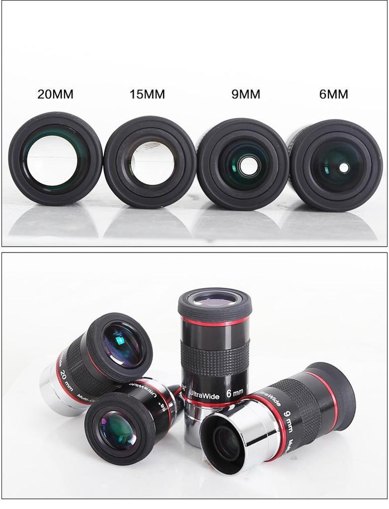Oculaires Planétaires Ultra Grand Angle 68° (6mm, 9mm, 15mm, 20mm) - Accessoires de télescope à fort grossissement