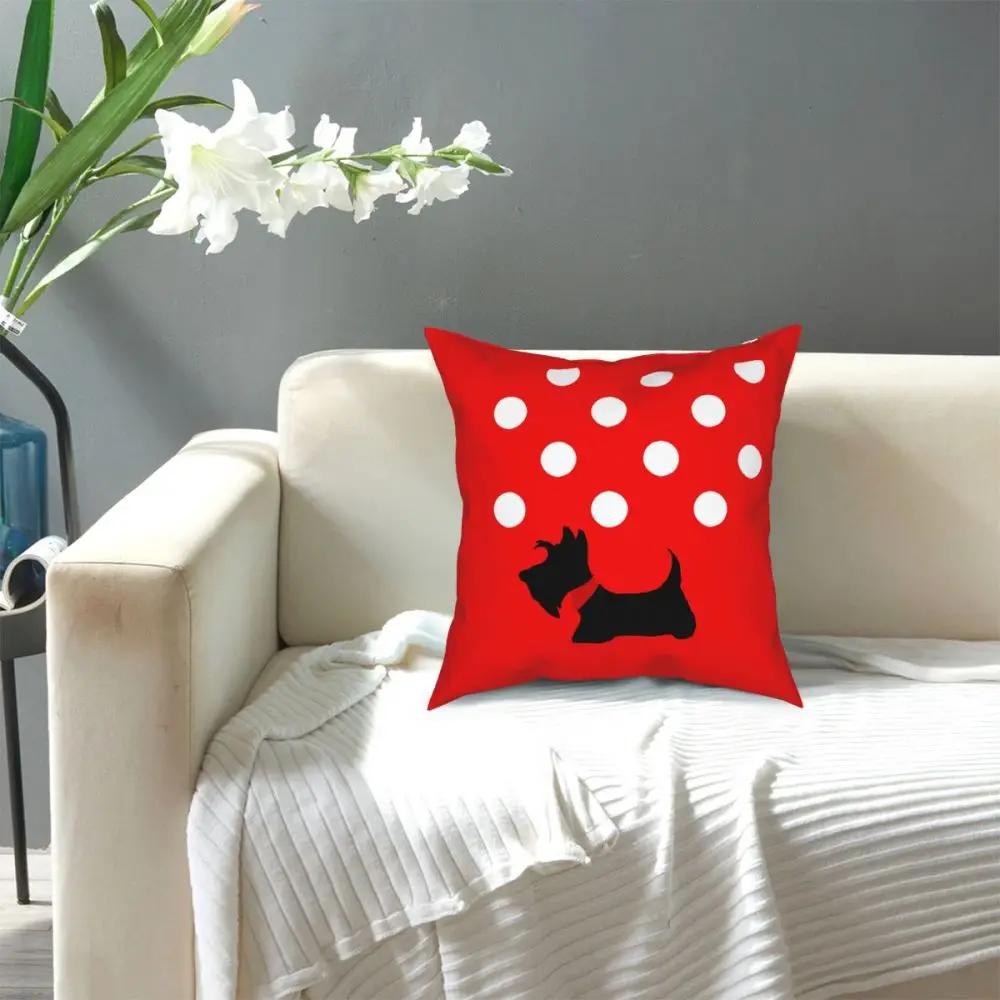 Scottie Dog Polka Throw Pillow Cover Decorative Pillow Scottish Terrier  Cushion Covers
