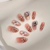 Zhuoshimei Leopard Print French Sparkly Nail Patches - Handmade Autumn/Winter Carved Luxury Whitening Manicure.