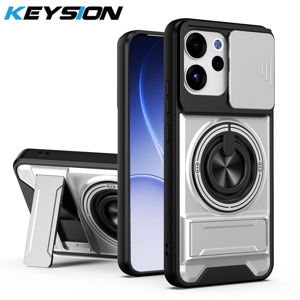 KEYSION Magnetic Phone Case for OPPO Reno15 Pro Max 5G 15 F 5G Slide Camera Protection Upright Kickstand Ring Shockproof Cover