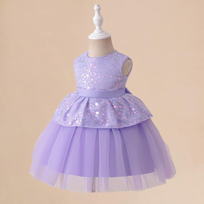 Baby Girls Princess Tulle Sequin Dress Sleeveless Party Gown Kids