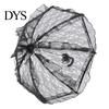 Fashionable Daily Travel Parasol Vintage Gothic Lace Umbrella, Black Bridal for Halloween Elegant Hollow Embroidery Umbrella Witch Cosplay,