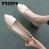 Flat Single Shoes Women Shallow Mouth Thick Heel Pointed Toe Women's Shoes Soft Leather Soft Sole All-match Leather Shoes Work Shoes