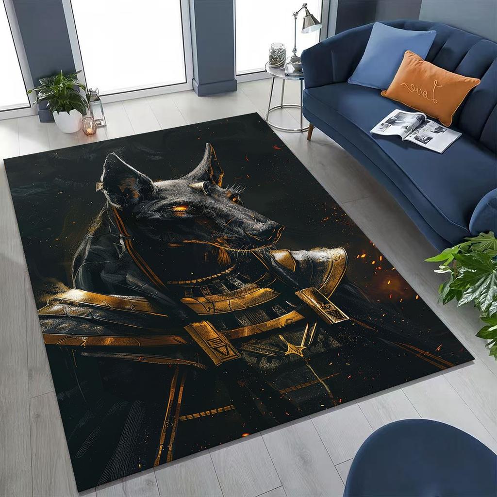 Ancient Egyptian God Dead Anubis Pharaoh Tutankhamun Mask Rug for Bedroom Living Room Sofa Home Doormat Decor,Non-slip Floor Mat