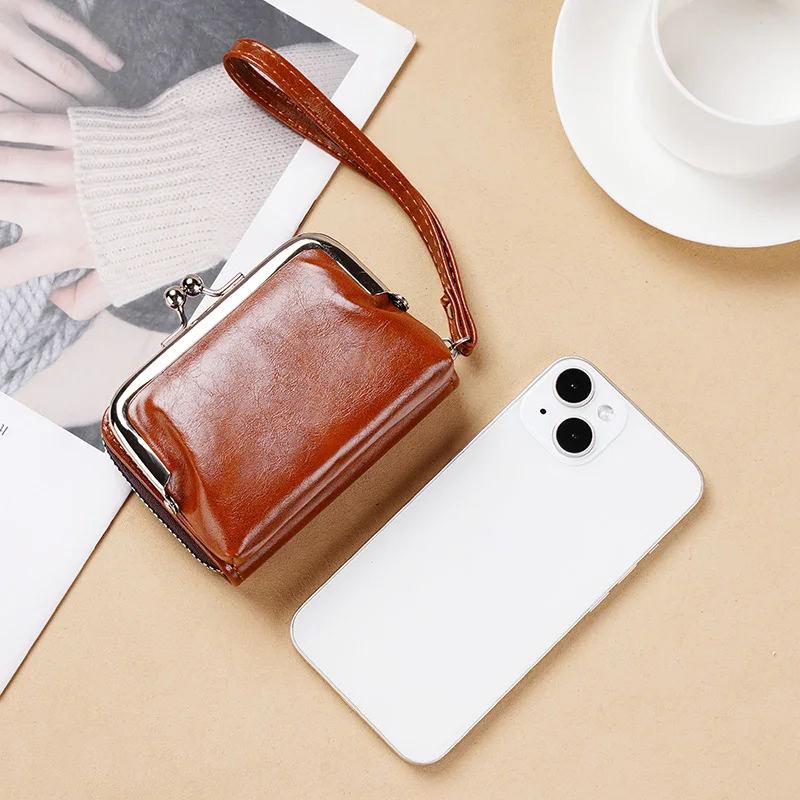 New Change Card Holder Cross-Border Supply Women Buckle Coin Purse 4-Inch Zip-up Clip Clutch