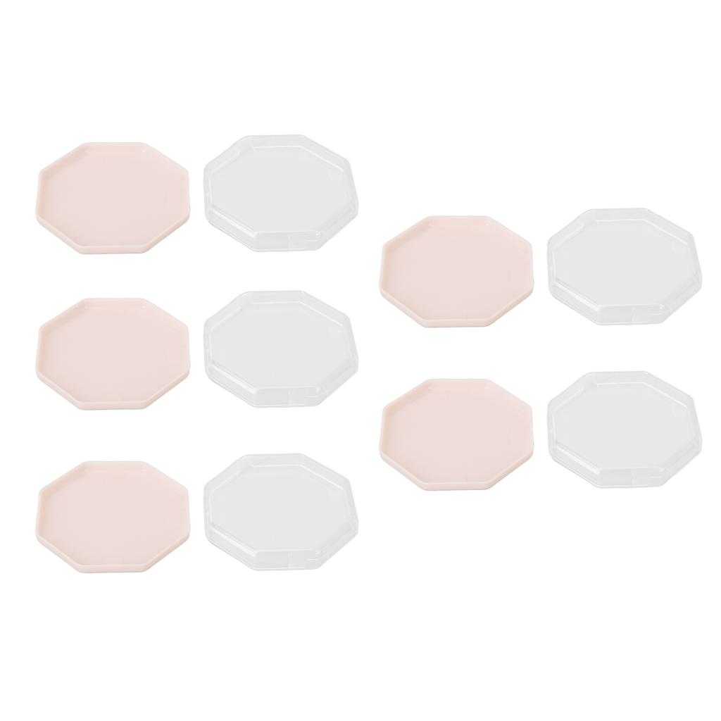 5 Stück Puderquasten Aufbewahrungsbox Rosa Tragbar Achteckig Make-up Puderquasten Behälter Etui für Perlen Nagelspitzen