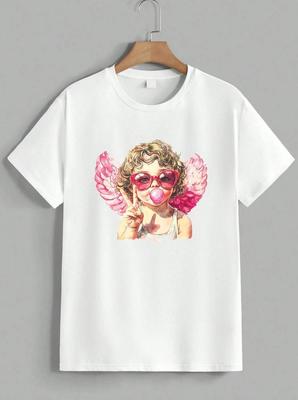 Cute Cupid Cherub Angel Heart Glasses Bubble Gum T‑Shirt
