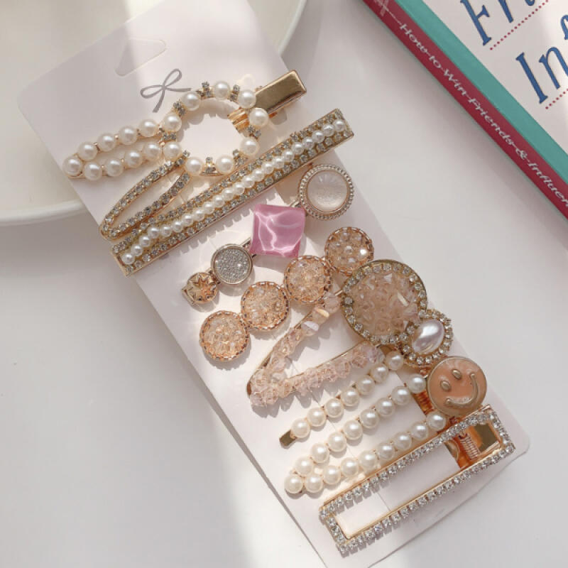 [Set of 8] Pinar Cute Pearl Cubic Side Hairpin gold