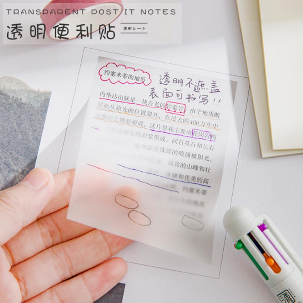 Transparent Sticky Note 50 Sheets Waterproof PET Material notessticky notes adhesive note writing notes office purposes