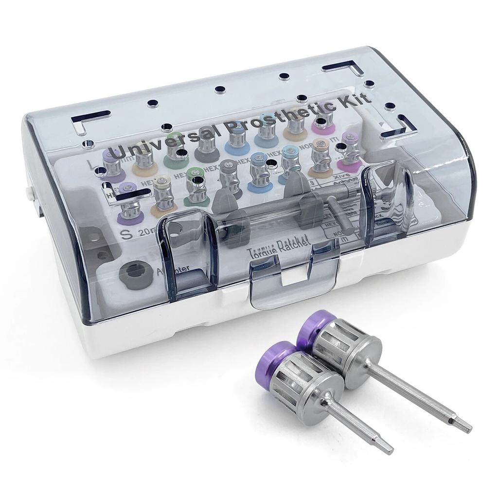 Dental Implant Screw Driver Colorful Torque Wrench Ratchet 10-70NCM with 16Pcs Screw Driver Universal Restoration Tools Kit