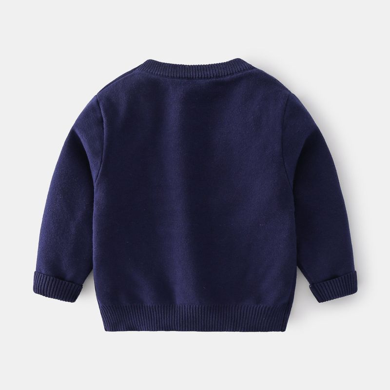 Boys' Round Neck Sweater Autumn and Winter Children's Clothing Children's Long Sleeve Sweater Baby Boys' Dinosaur Pullover Casual Knit