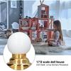 VBESTLIFE Miniature Ceiling Lamp, 1:12 Scale Round Battery Powered Switch Metal Base Luxury Dollhouse Lamp Props, Gold, Classic/Elegant/Luxurious