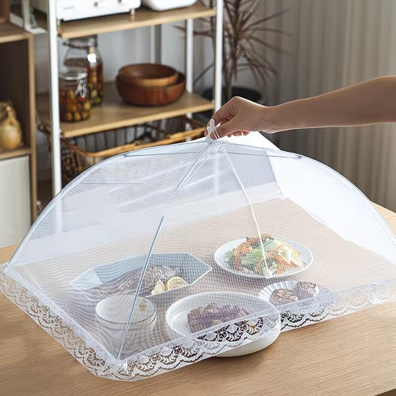 Foldable Food Cover Umbrella Mesh Fly Proof Food Cover Dustproof Dining Table Food Protector for Rice Vegetables Picnic Kitchen