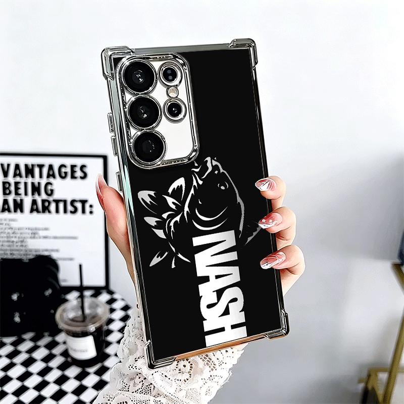 

Nash Fishing Fish Mark Plating Phone Case For Samsung Galaxy S24 S25 FE S26 Edge S23 Ultra S22 S21 Plus S20 Anti-Fall Airabag Co Samsung S24 Plus