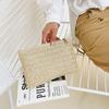 Weaving Bag  Ladies Wristlet Clutch Women Daily Money Phone Clutch Solid Straw Woven Coin Purse Beach Wallet Card Holder