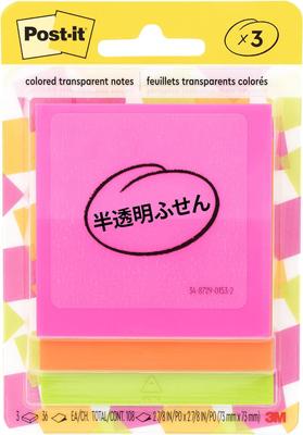 Genomskinlig Kladdig Självhäftande Ritpapper 73 x 73 36 3 färg 108 ark i Post-it Notes, Anteckningar, Papper, mm, ark, set, totalt, 600-3COL
