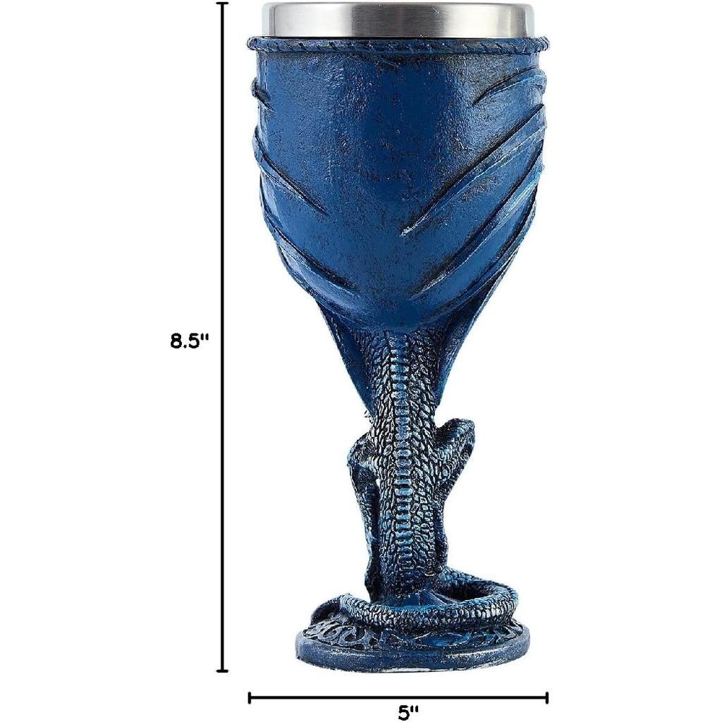 Blue Dragon Goblet Stainless Steel Dungeons and Dragons Gift Chalice Wine Goblet 7 Oz. (Blue Sword Dragon)