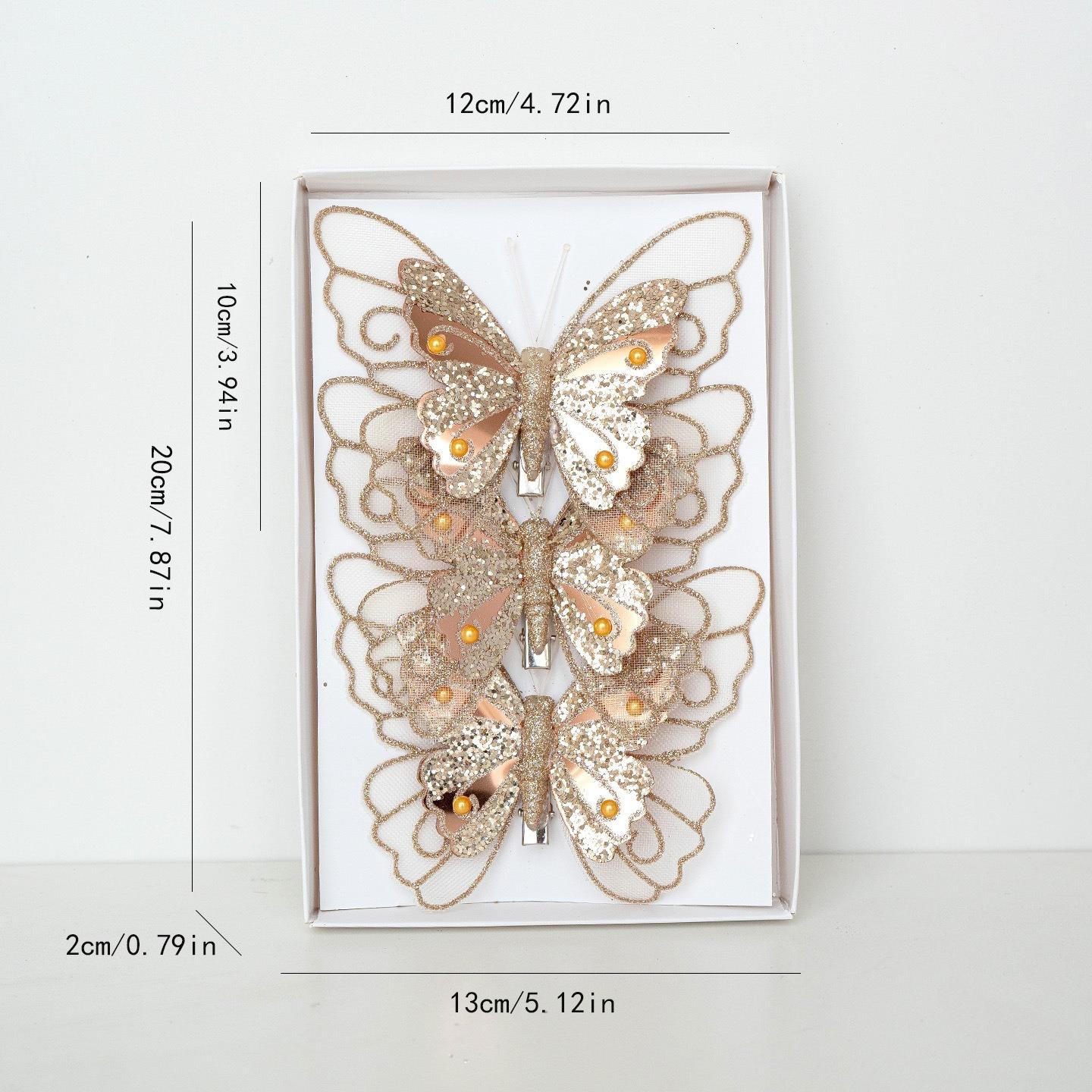 3 шт. имитация двухслойной пайеточной перьевой бабочки подвеска украшение для рождественской елки подвеска комбинированный набор украшение