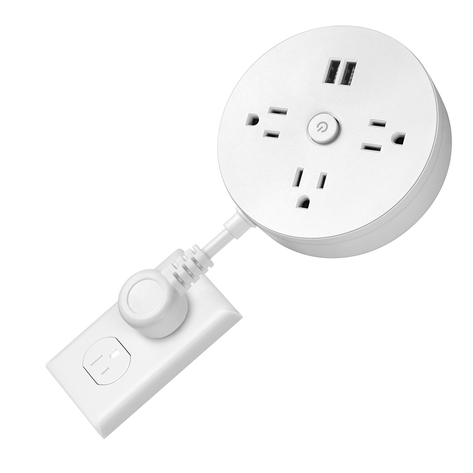 

Подовжувач портативної настінної розетки USB Power Strip із кількома розетками (3 розетки змінного струму та 2 порти USB) для дому та офісу