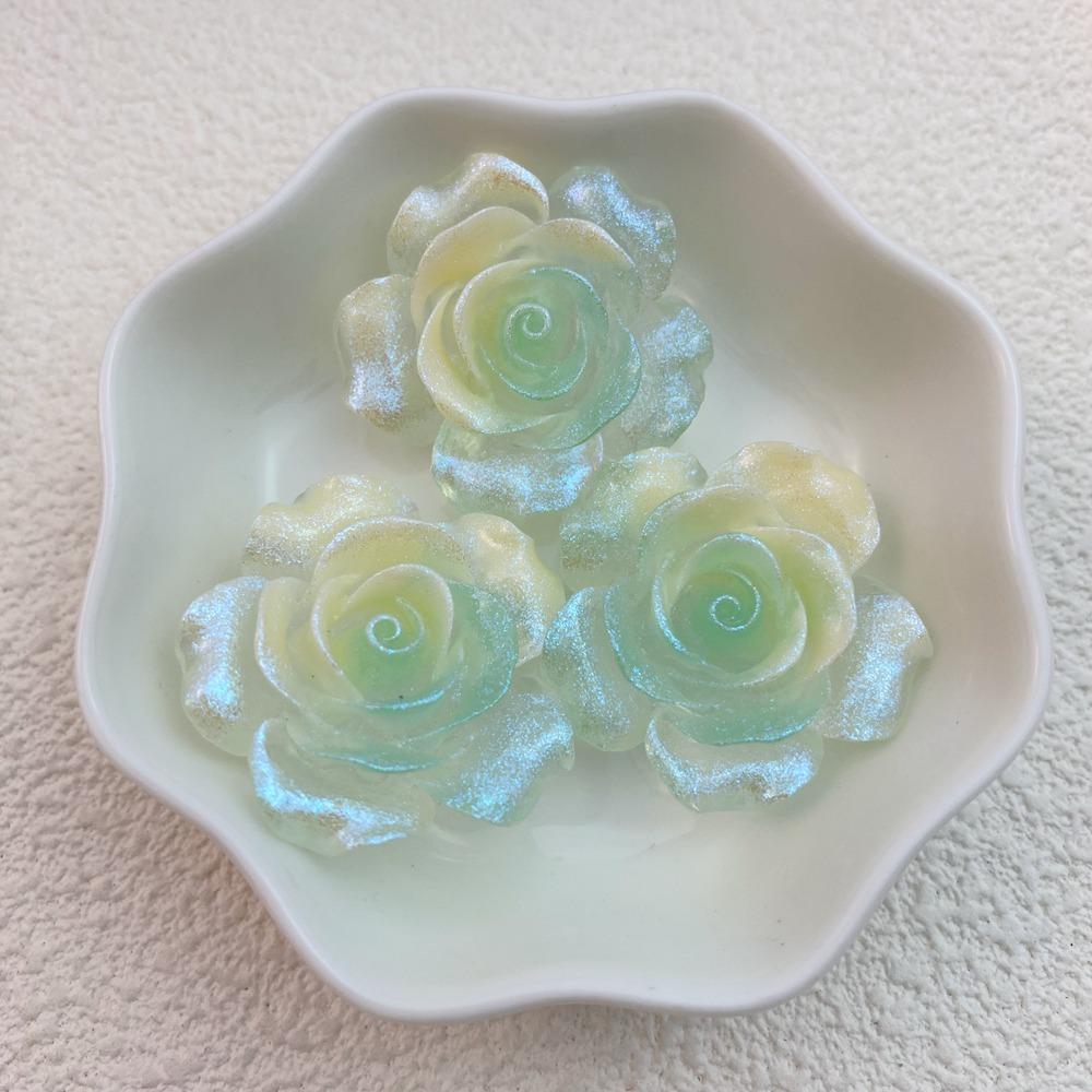 5Pcs New Cute Resin Sparkling Roses Series Flat Back Parts Embellishments For Hair Bows Accessories