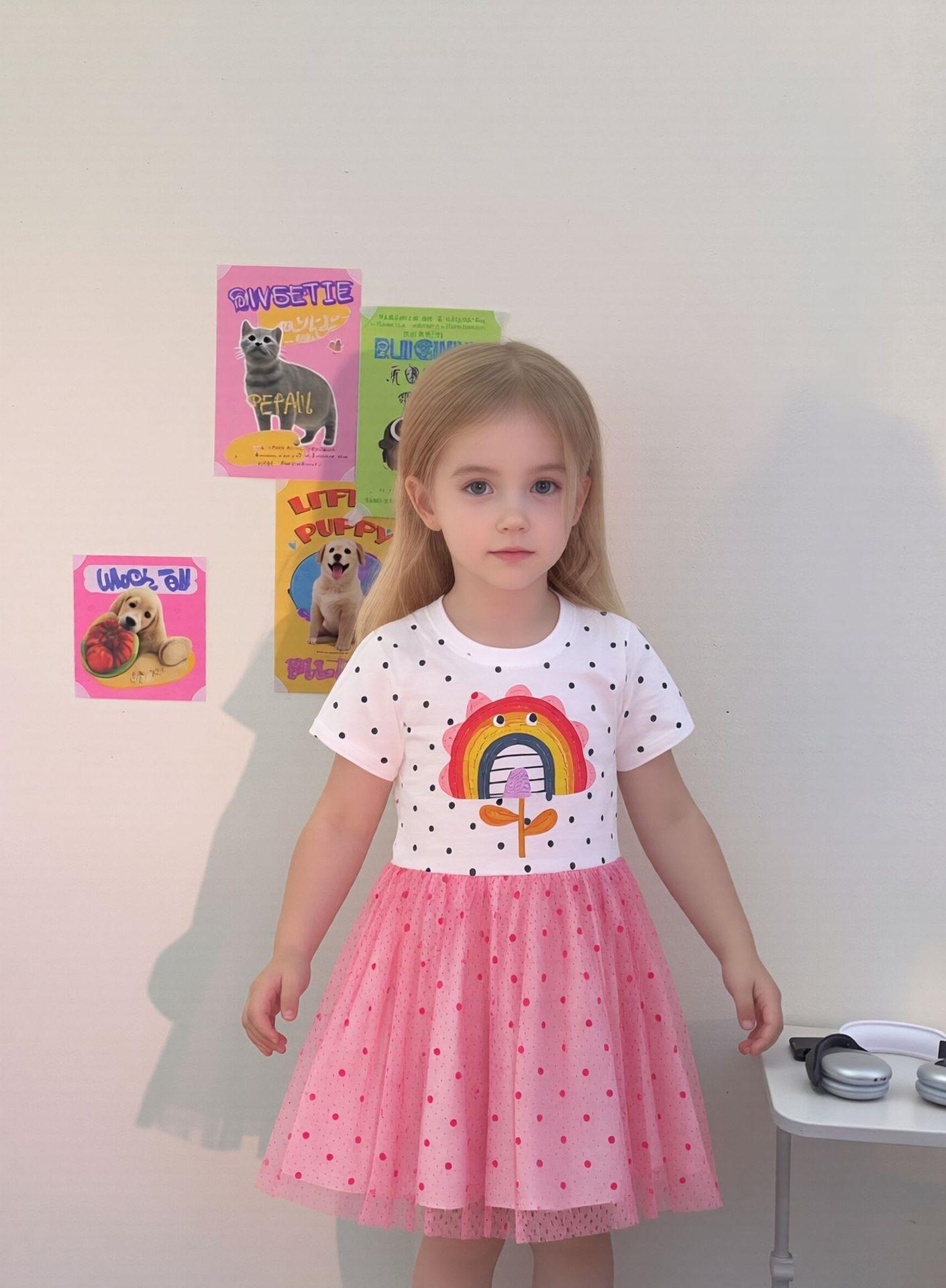 Girls Summer Tulle Dress Cute Princess Kids Dress 90