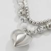 Simple Love-shaped Pendant Necklace Set, Hip-hop Personalized Metal Mixed-color Round Bead Collarbone Chain.