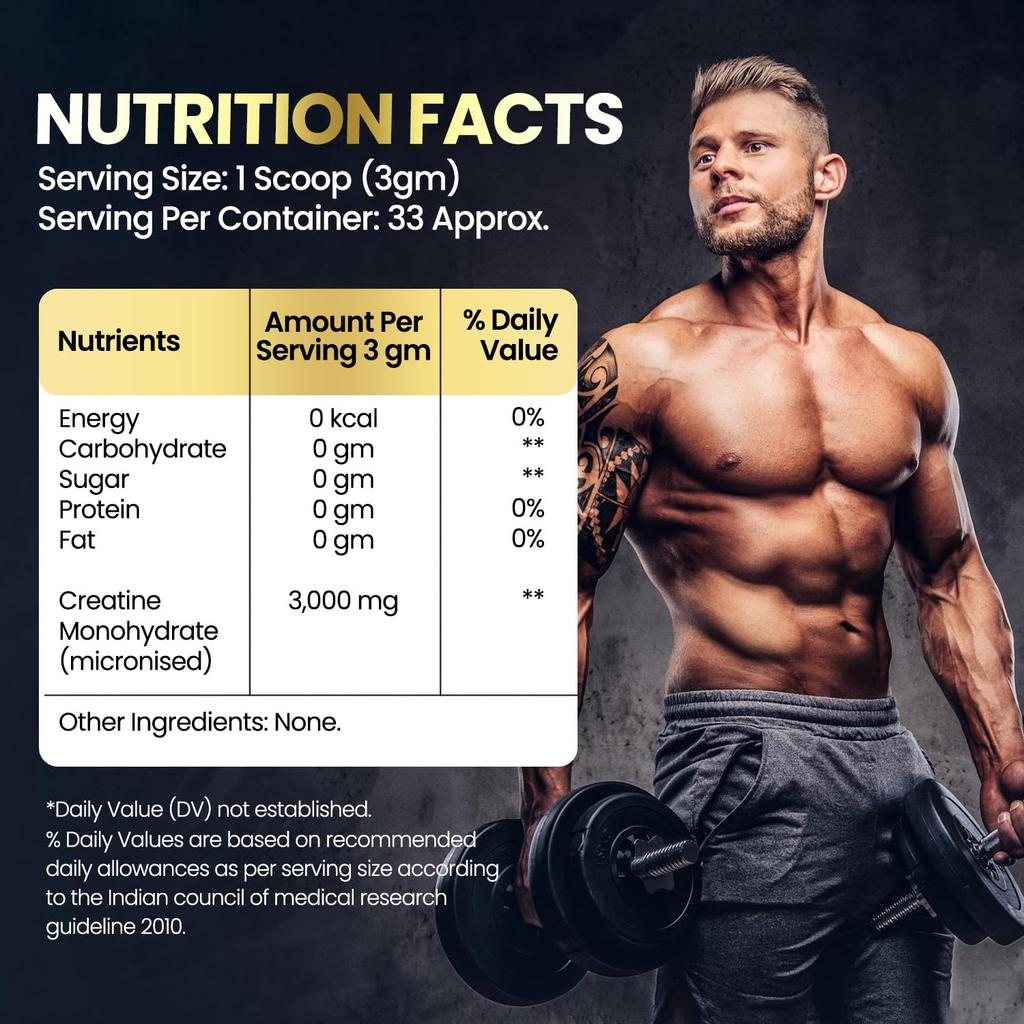 Vlado's Himalayan Organics Pure Micronised Creatine Powder 33 Servings Pre Post Workout Energy & Muscle Gain