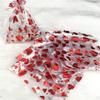 20pcs Love Heart Valentine's Day Gift Bag Drawstring Bronzing Gift Bag Mesh Candy Pouches  Wedding