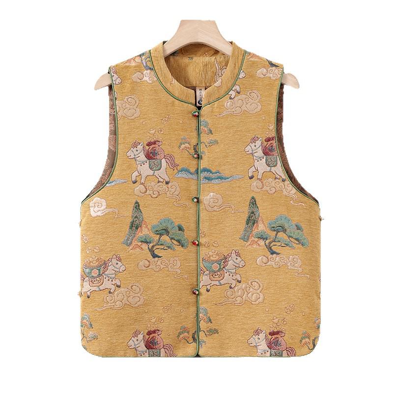 Women's Warm Fur-Trimmed Vest: New Chinese National Style Winter Arrival for Mid-to-Older Age.
