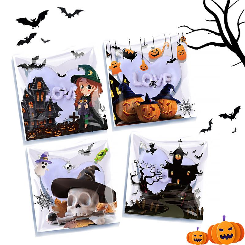 100Pcs Halloween Treat Bags, Clear OPP Self-Adhesive Candy Bags, Cookie Bags for Trick or Treat, Halloween Goodie Bags