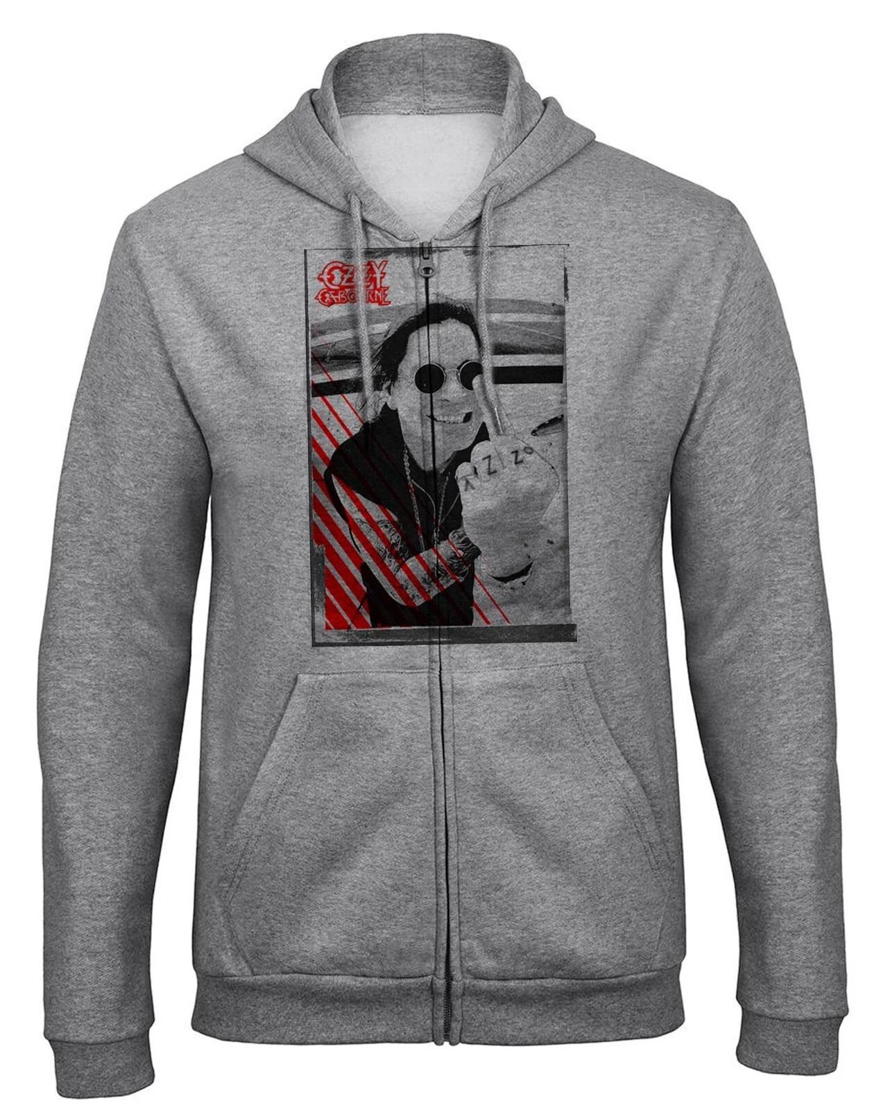 Ozzy Osbourne Hoodie Sweatshirt Jacket with Zipper-9498_Grey XS