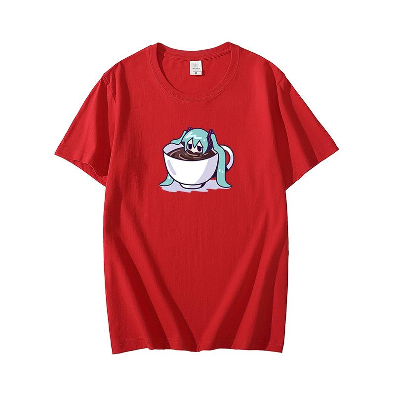 Chuyin Animation Peripheral Cartoon Printed Short Sleeve Tshirt Unisexs and Unisexs Pure Cotton Anime Japanese New Tshirt
