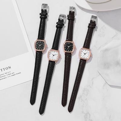 Čtvercové Dámské Jednoduché Malý Ciferník Studentské Hodinky Vintage Pásek Quartz Náramkové Hodinky