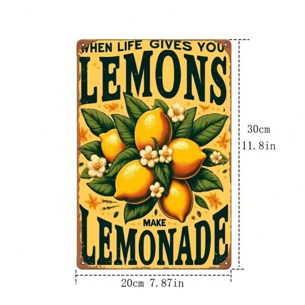 Vintage Metal Tin Sign Lemon Lemonade 8x12 Inch Rustic Iron Wall Art Floral