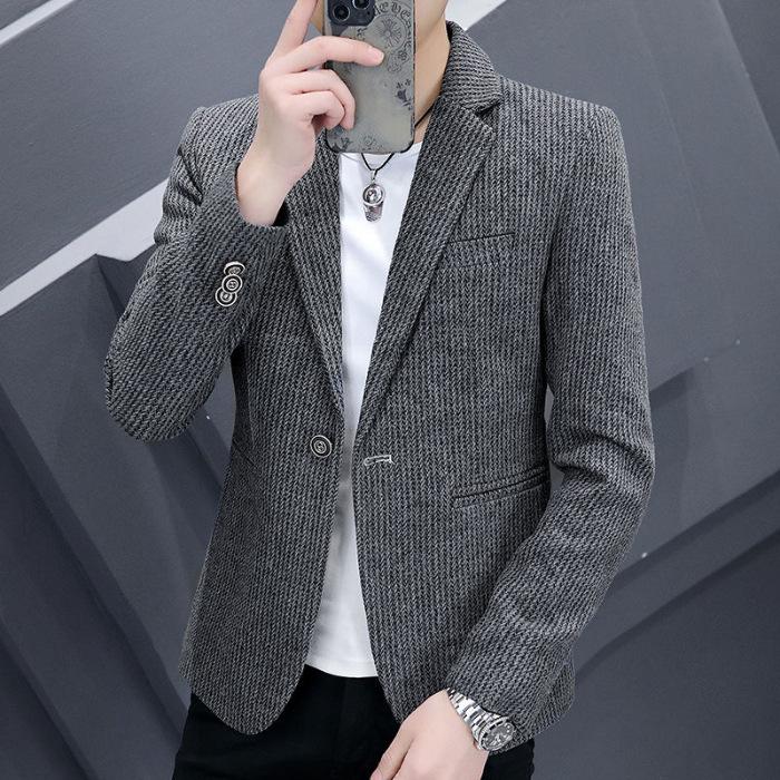 Men s Spring/Fall Korean-Style Slim-Fit Suit: Stylish, Unique, and Casual Blazer S