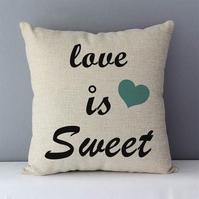 Popular Phrase Words Letters Printed Couch Cushion Home Decorative Pillows 45X45Cm Cotton Linen Square Cushions \"Love You More\